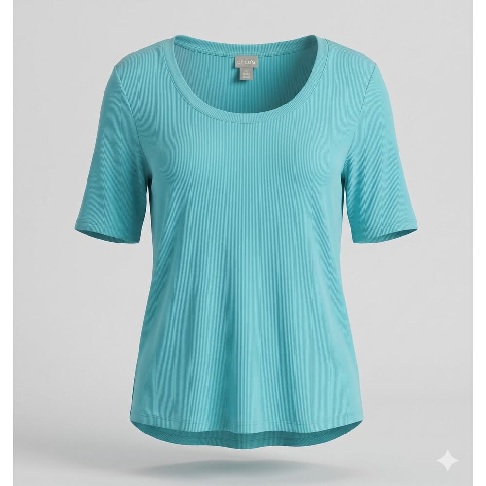 Chico's Women's XL Minimalist Coastal Staple Dopamine Dressing Ribbed T-Shirt